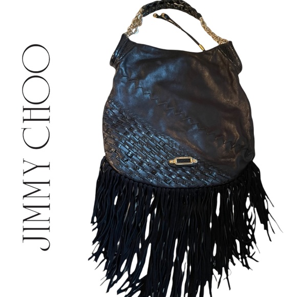 Jimmy Choo Handbags - Jimmy Choo Leather and Suede Fringed Handbag